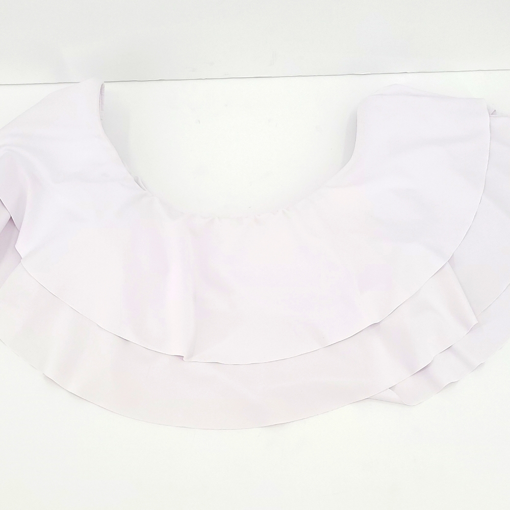 XL White Ruffled Off/On the shoulder removable pads swim bikini top cute sexy